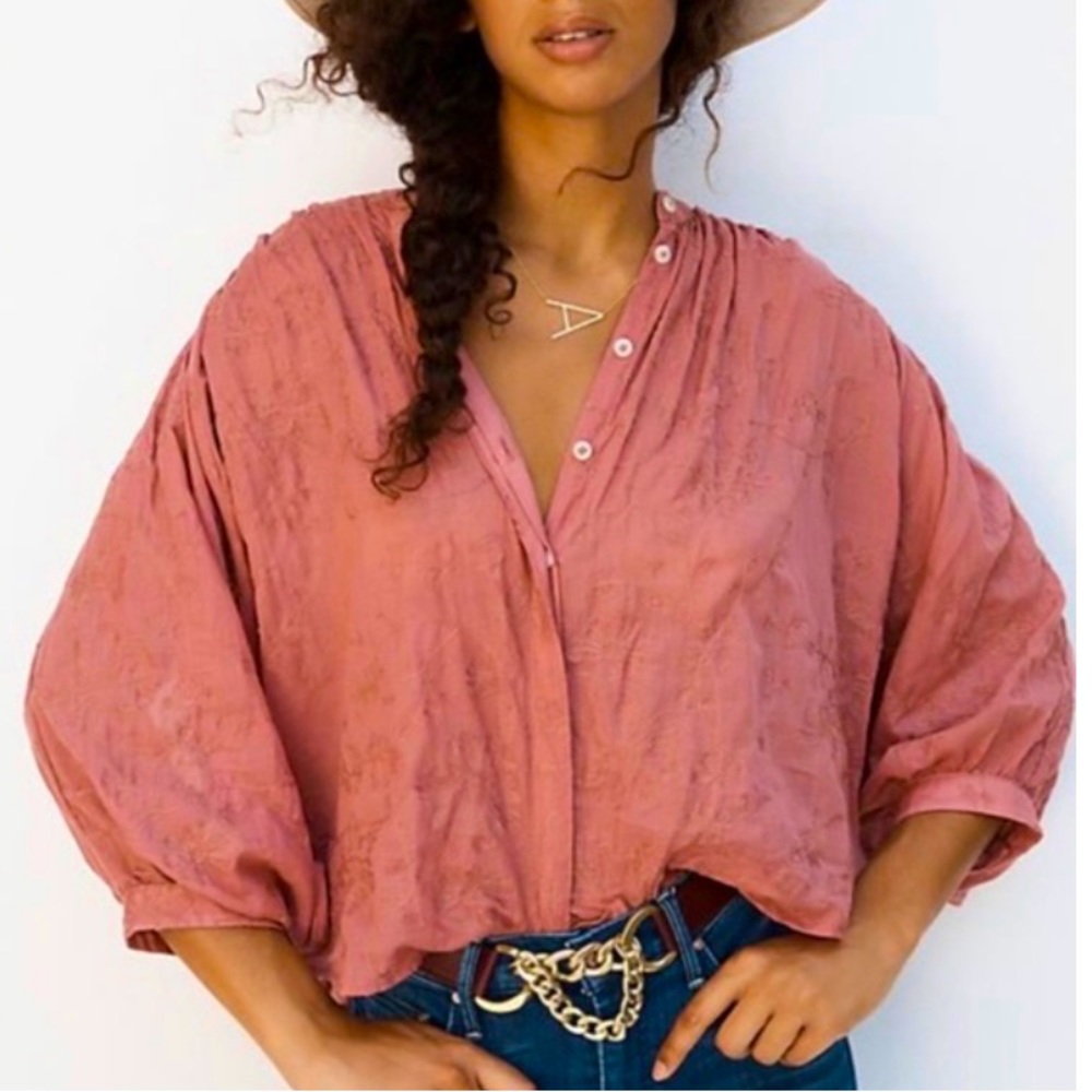 Anthropologie Embroidered Peasant Blouse